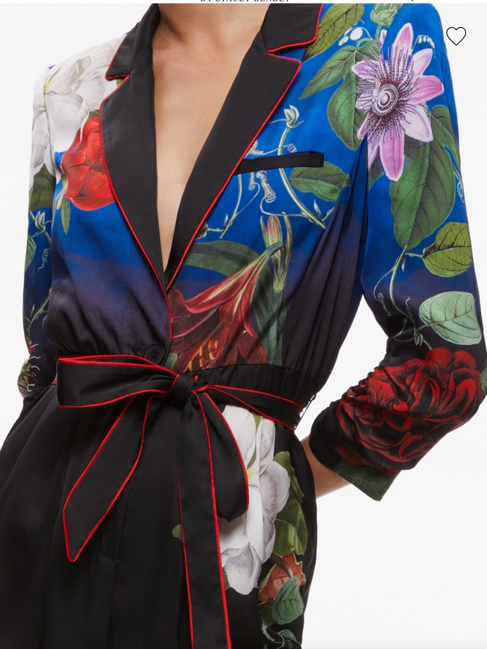 Alice + Olivia Louetta Black Floral Jumpsuit with Blue Accents - Picture 4 of 16